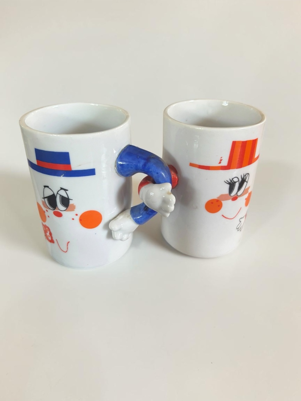 Vintage Anthropomorphic Couple Mugs Taiwan Ceramic Coffee Cup Set